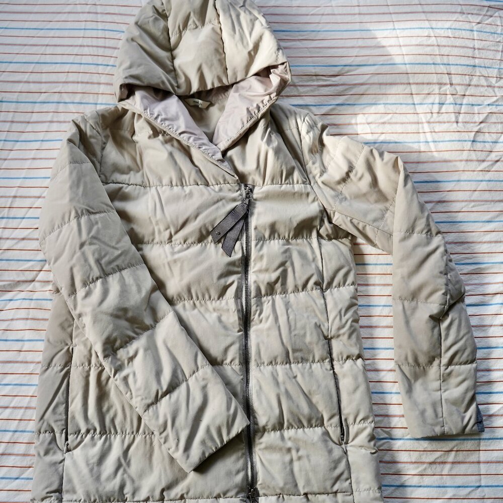 Lululemon Long Puffer Coat w/ Hood – Size 8 – Light Beige